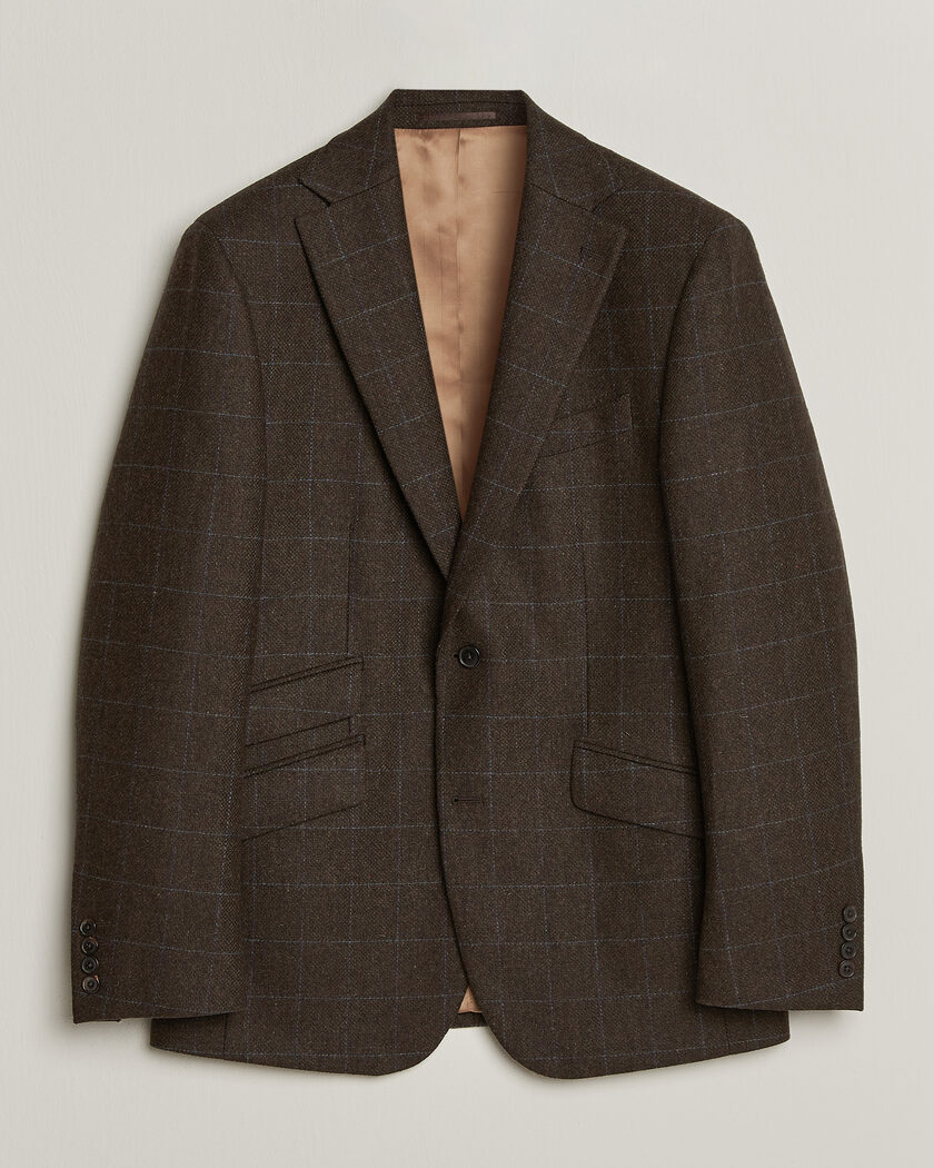 Walker Slater Edward Lambswool Windowpane Blazer Brown – Marron