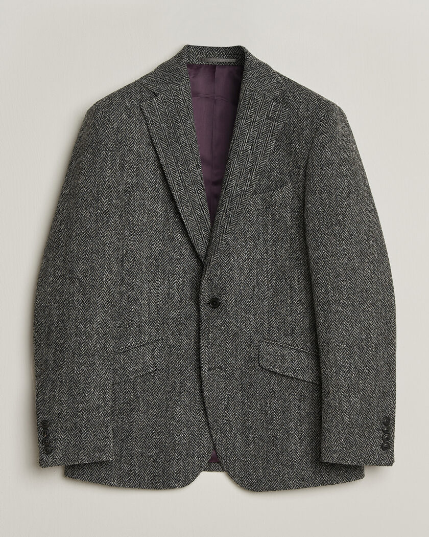 Walker Slater Edward Harris Tweed Herringbone Blazer Charcoal – Gris