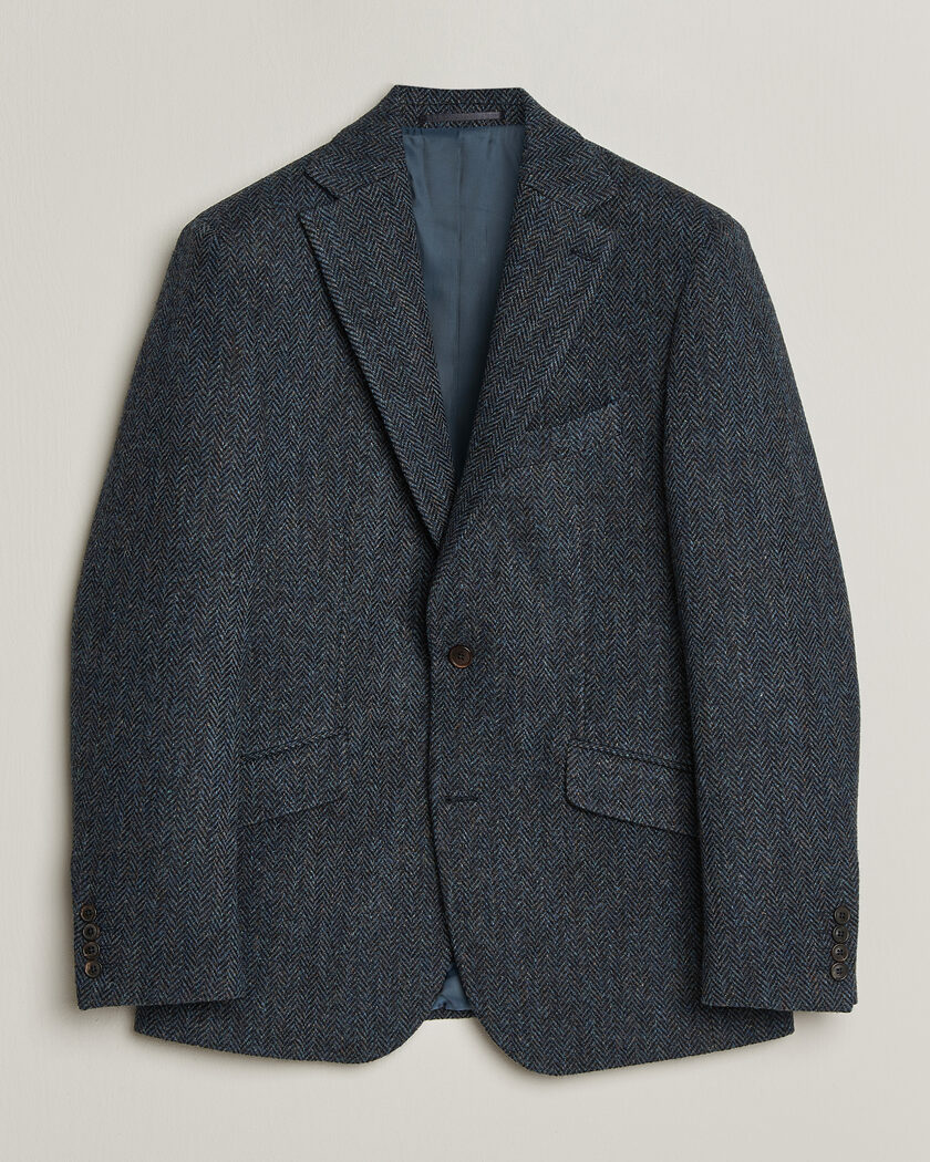 Walker Slater Edward Harris Tweed Herringbone Blazer Navy – Bleu