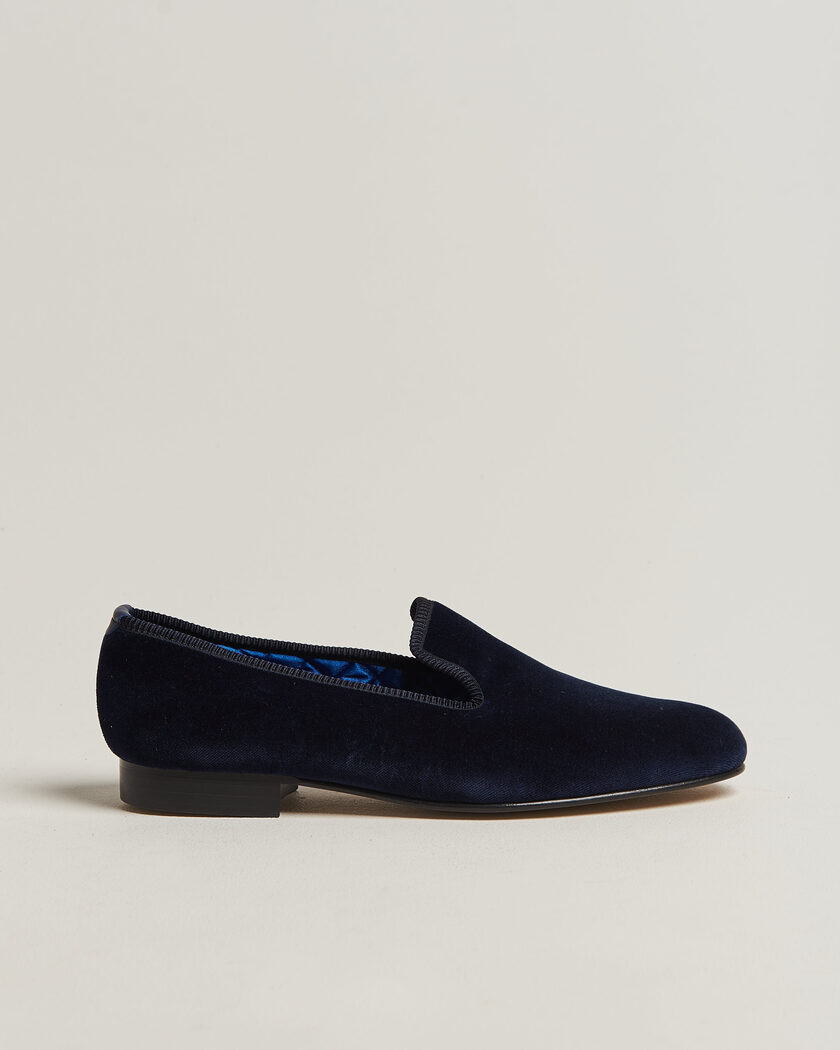 Bowhill & Elliott Plain Albert Pump Navy Velvet – Bleu
