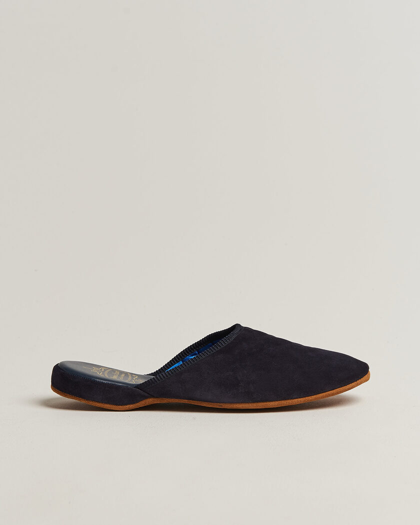 Bowhill & Elliott Mule Slipper Quilt Lining Navy Suede – Bleu