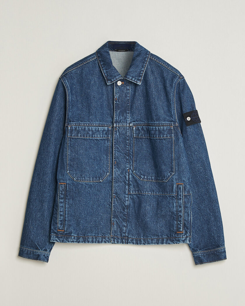 Stone Island Indigo Denim Coach Jacket Blue Medium Wash – Bleu