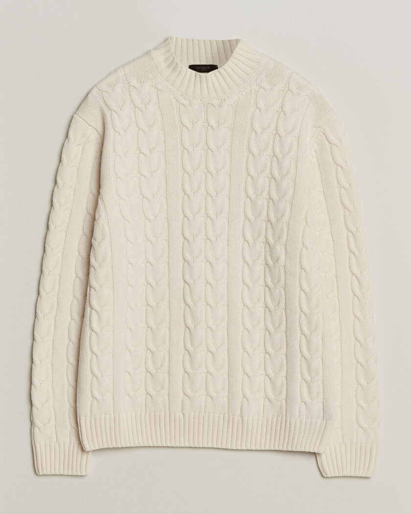 Zanone Double Cable Crew Neck Latte – Blanc
