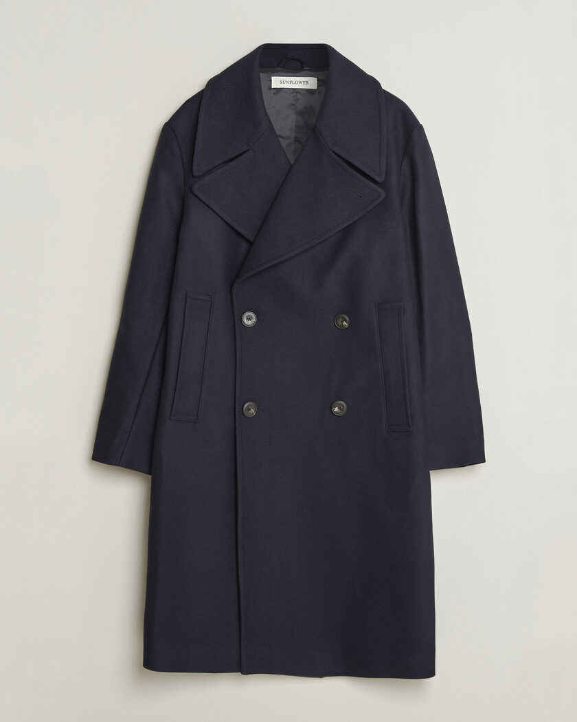 Sunflower Double Breasted Wool Blend Coat Navy – Bleu