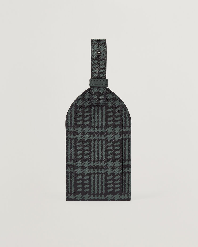 Smythson Panama Tweed Luggage Tag Slate Green – Vert