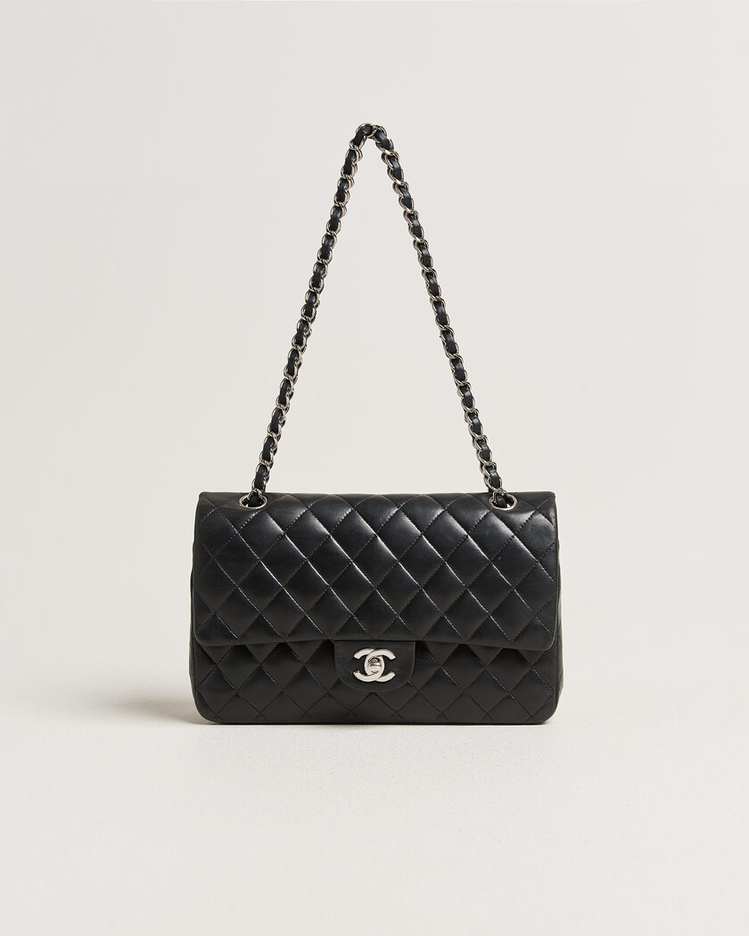 Chanel Pre-Owned Classic Medium Double Flap Bag Lambskin Black – Noir