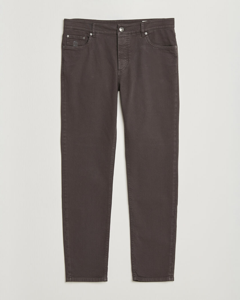 Brunello Cucinelli Slim Fit Bull Denim Pants Dark Brown – Marron