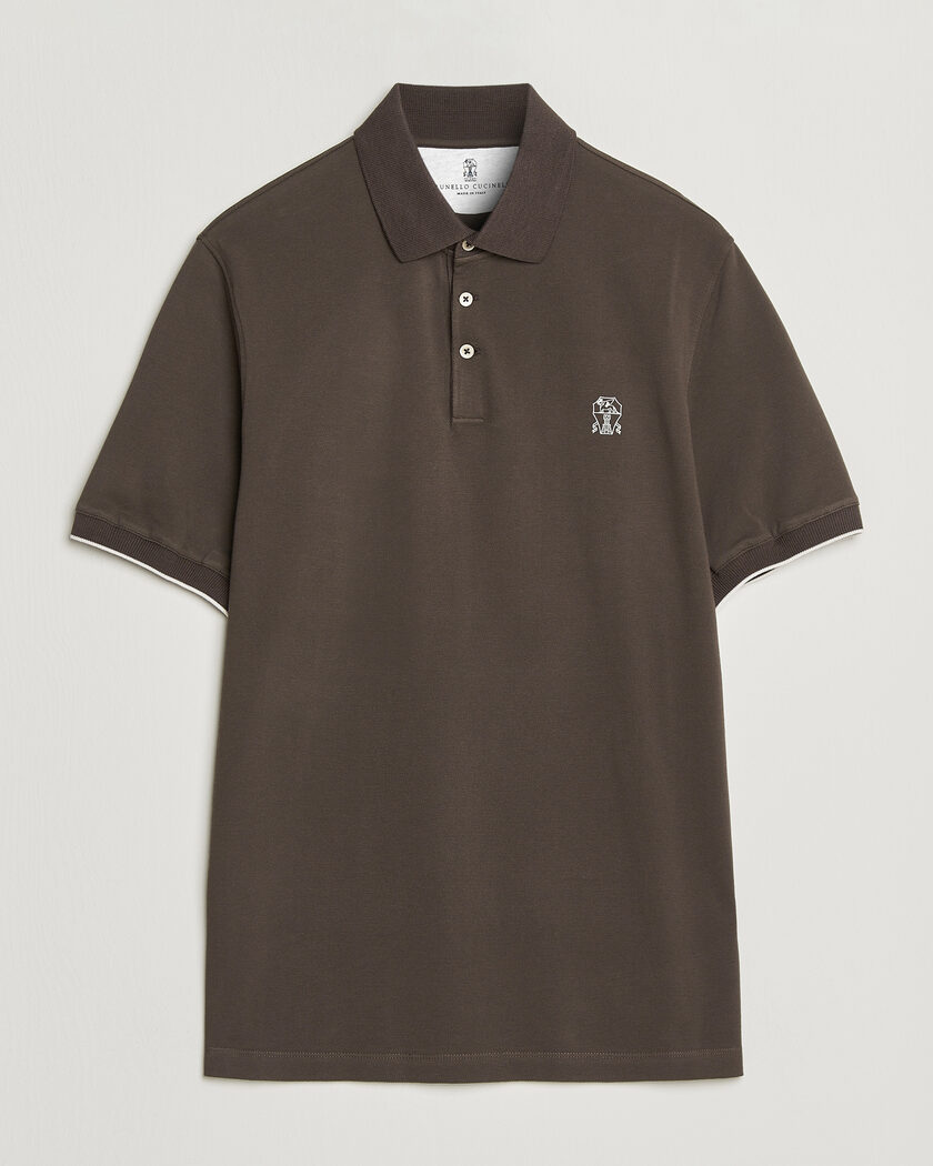 Brunello Cucinelli Short Sleeve Logo Polo Dark Brown – Marron