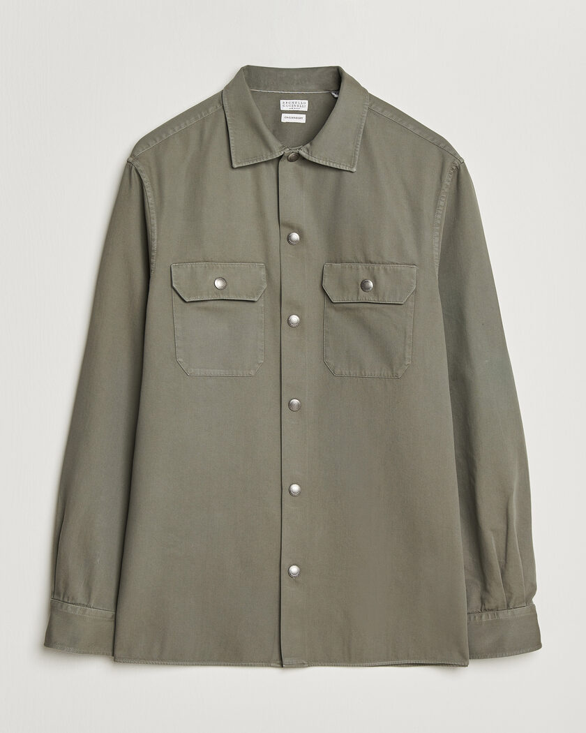 Brunello Cucinelli Twill Cotton Overshirt Olive – Vert