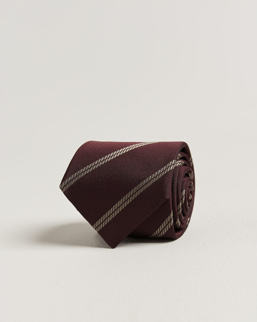 Brunello Cucinelli Regimental Stripe Silk Tie Burgundy – Rouge