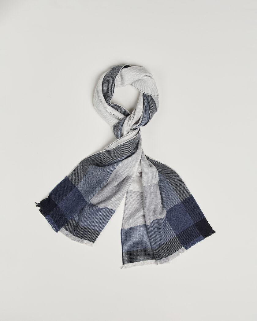 Brunello Cucinelli Wool/Cashmere Check Scarf Grey/Navy – Bleu