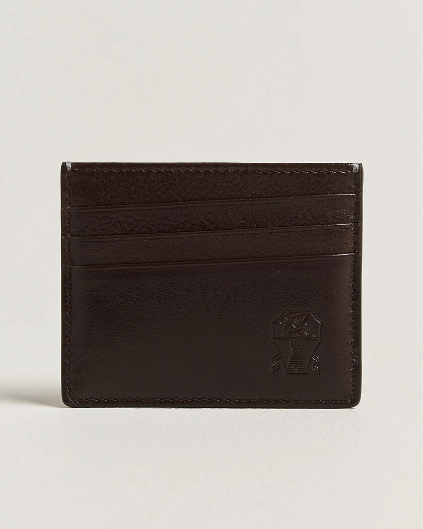 Brunello Cucinelli Grain Leather Card Holder Dark Brown – Marron