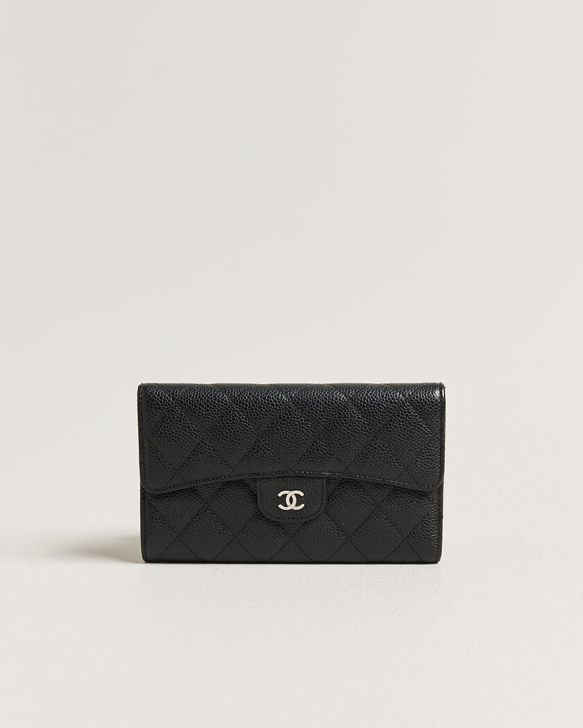 Chanel Pre-Owned Classic Trifold Flap Wallet Caviar Leather Black – Noir