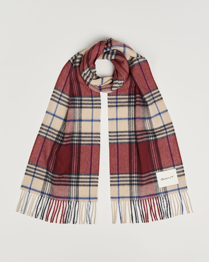 Gant Checked Wool Scarf Plumped Red – Multicolore
