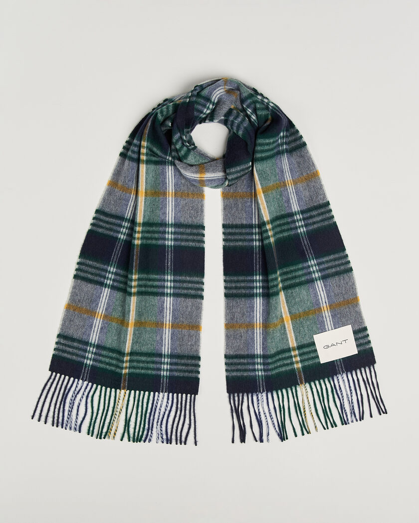 Gant Checked Wool Scarf Marine – Bleu