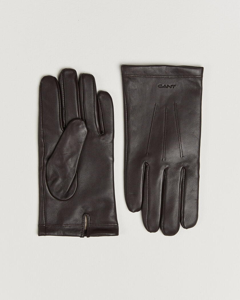 Gant Cashmere Lined Leather Glove Deep Brown – Marron