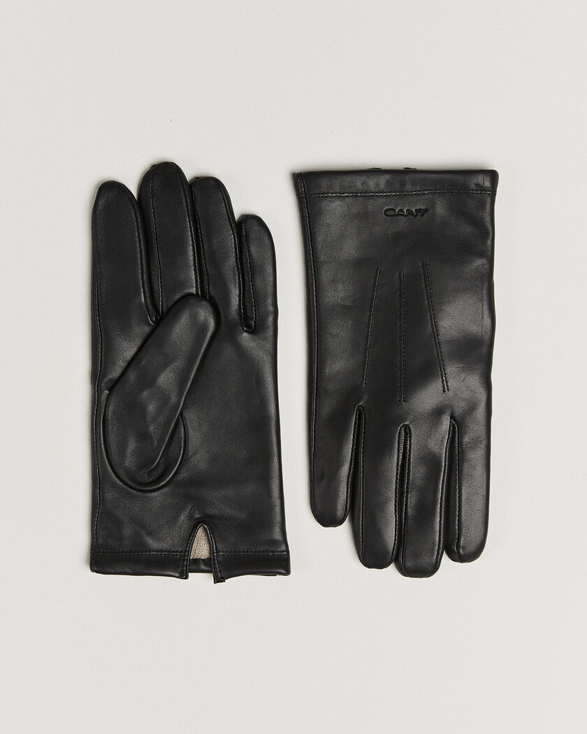 Gant Cashmere Lined Leather Glove Black – Noir