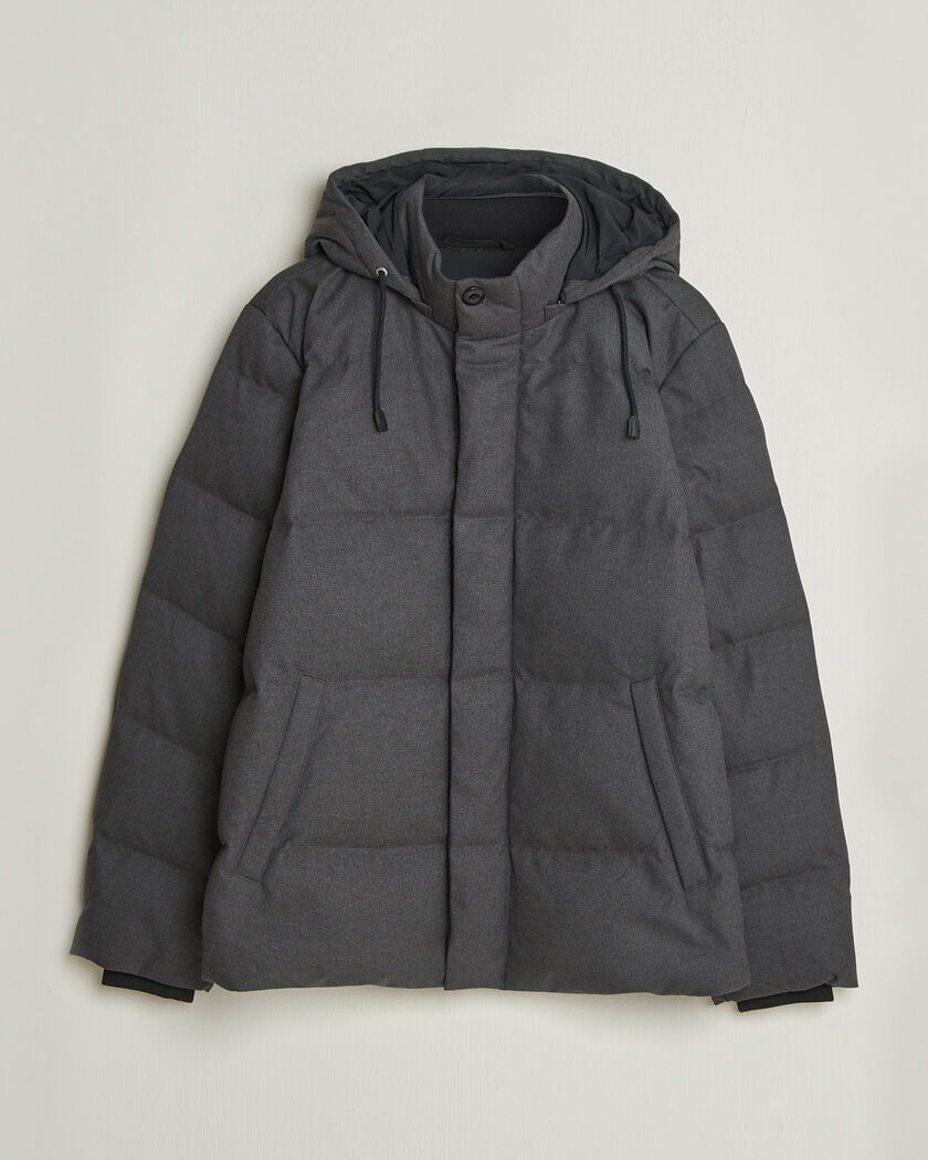 Gant Flannel Down Hooded Jacket Black Grey – Noir