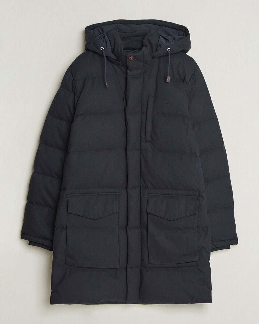Gant Flannel Down Hooded Parka Evening Blue – Bleu