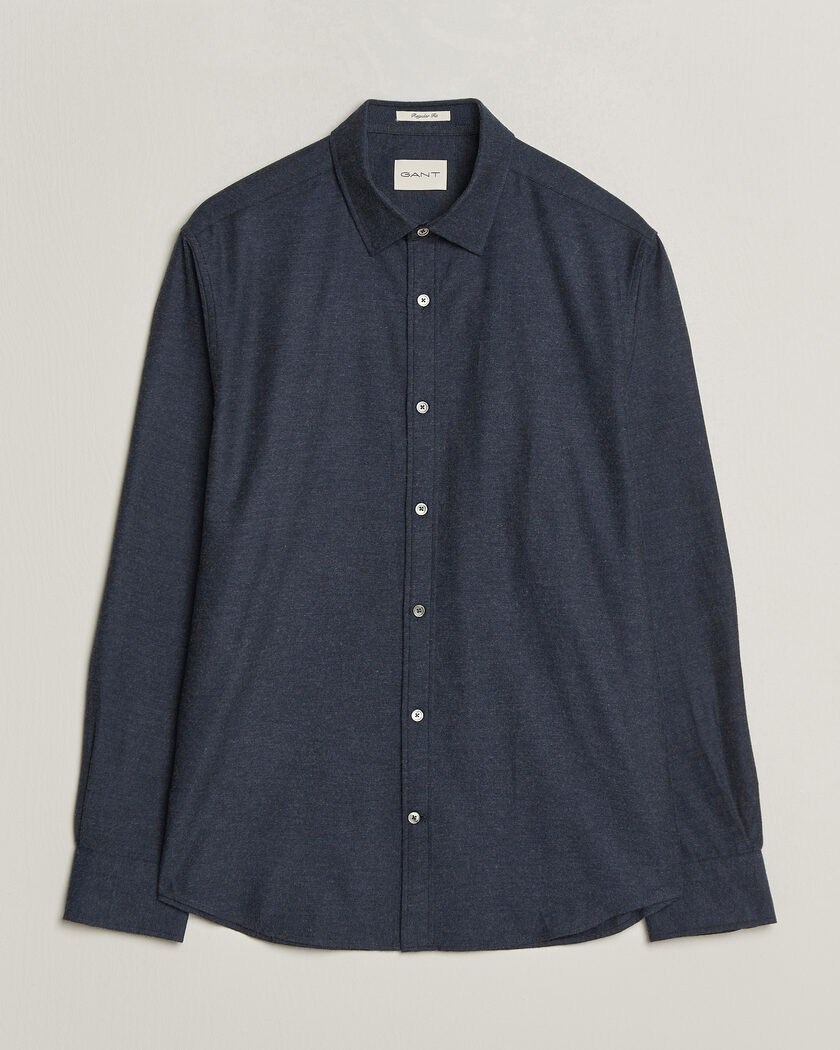 Gant Regular Fit Flannel Shirt Dark Navy Melange – Bleu
