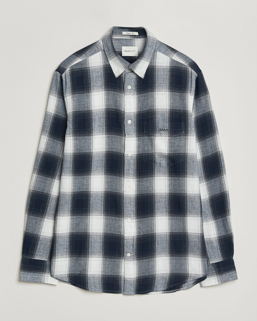 Gant Regular Fit Windblown Flannel Checked Shirt Evening Blue – Bleu