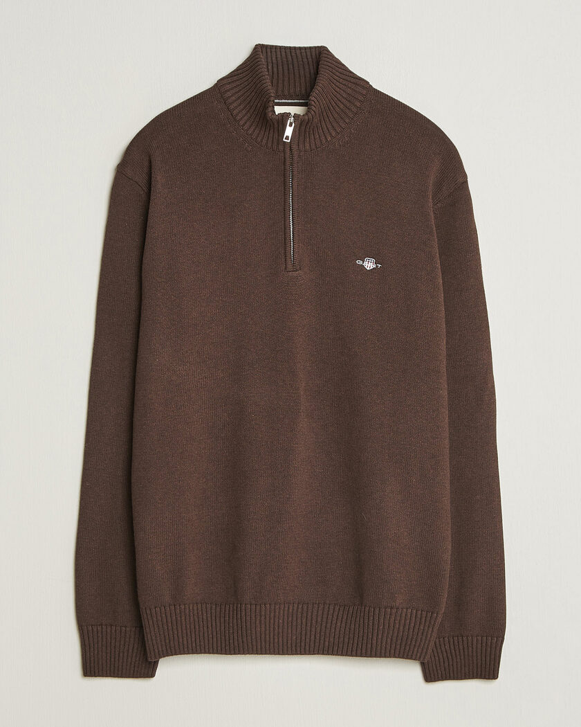 Gant Casual Cotton Half Zip Black Brown Melange – Marron