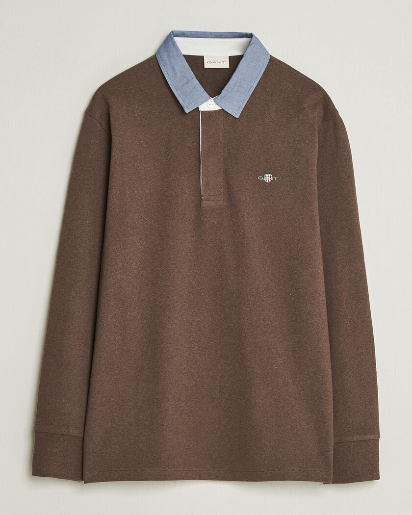 Gant Chambray Solid Heavy Rugger Black Brown Melange – Marron