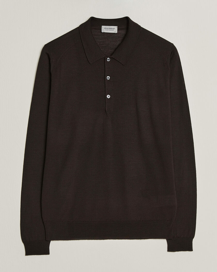 John Smedley Belper Extra Fine Merino Polo Pullover Faulkner Brown – Marron