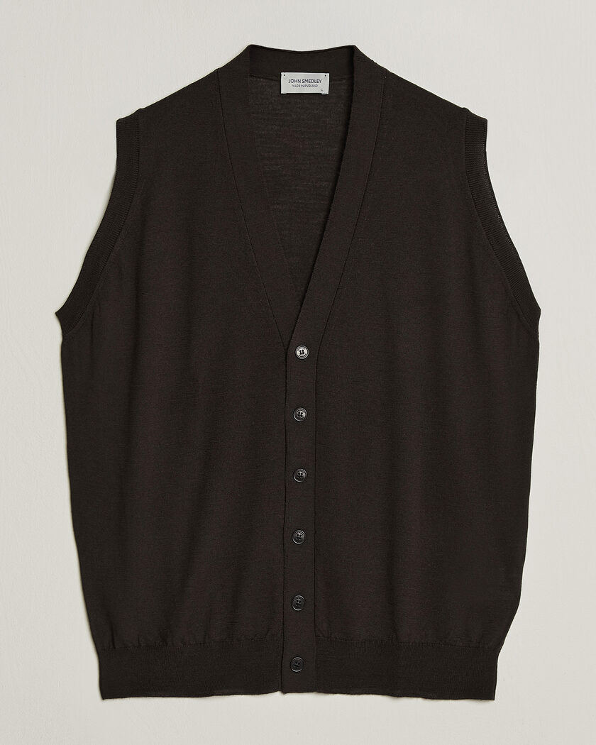 John Smedley Bolton Extra Fine Merino Waistcoat Faulkner Brown – Marron
