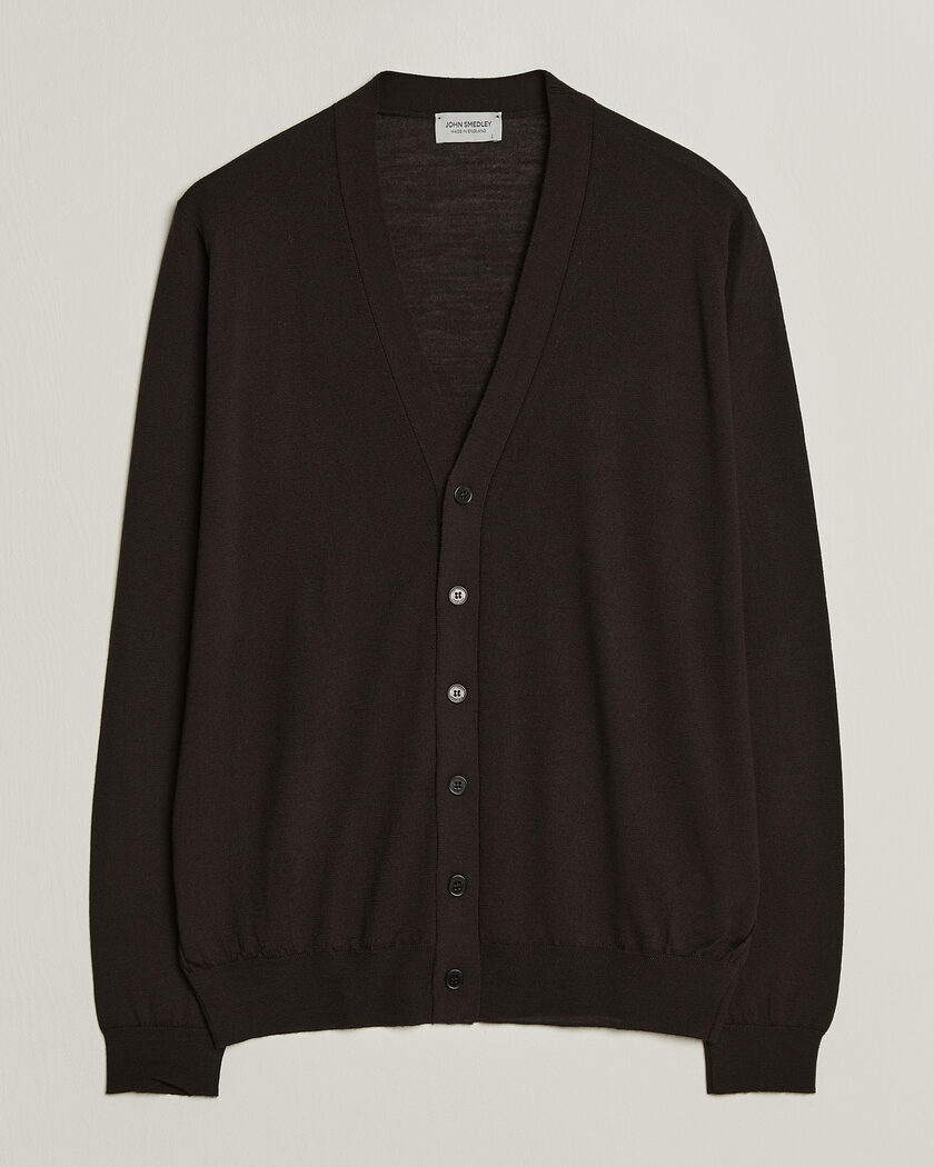 John Smedley Bradrick Extra Fine Merino Cardigan Faulkner Brown – Marron