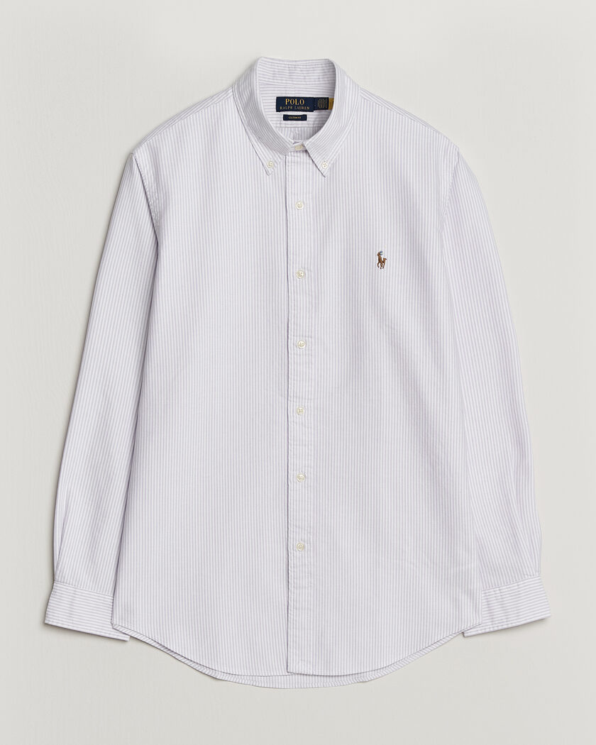  Polo Ralph Lauren Custom Fit Striped Oxford Shirt Lilac/White – Violet