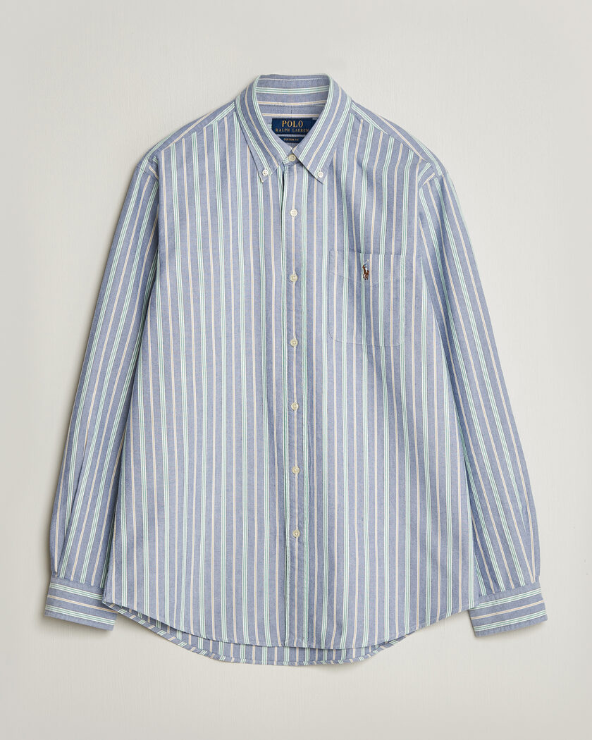 Polo Ralph Lauren Custom Fit Striped Pocket Oxford Shirt Navy/Yellow – Bleu