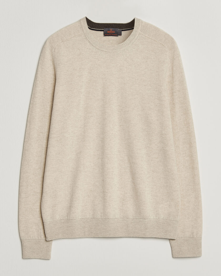 Morris Wilfred Cashmere O-Neck Off White – Blanc