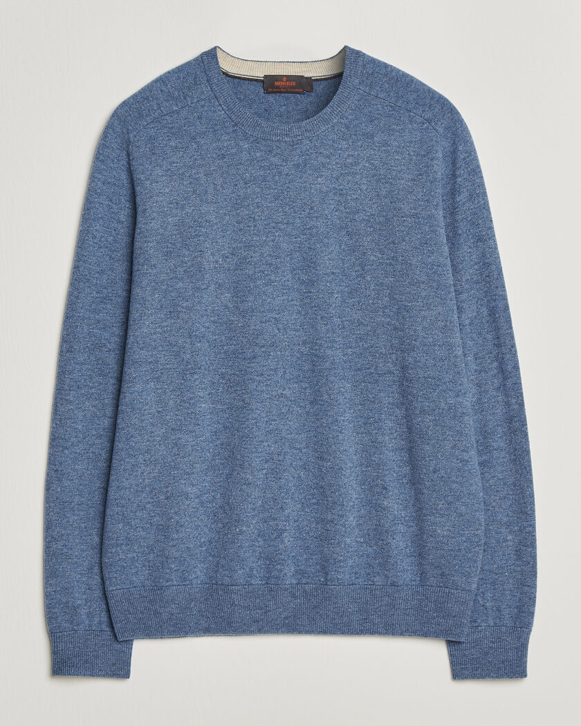 Morris Wilfred Cashmere O-Neck Light Blue – Bleu