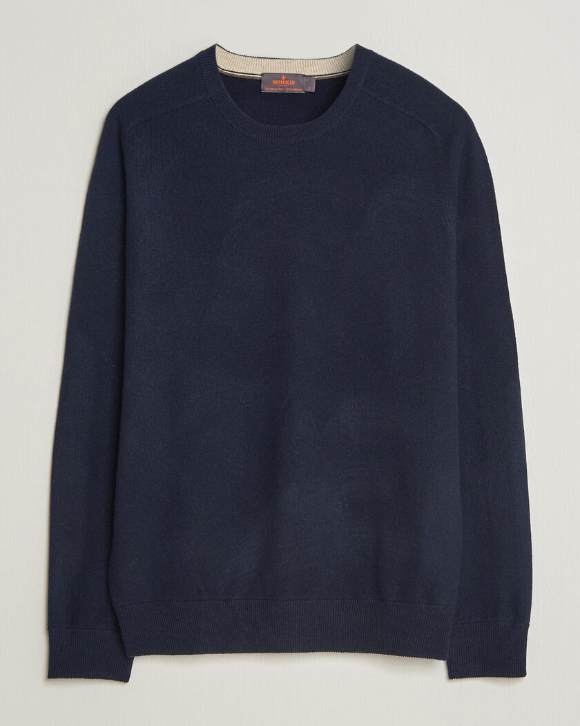 Morris Wilfred Cashmere O-Neck Navy – Bleu