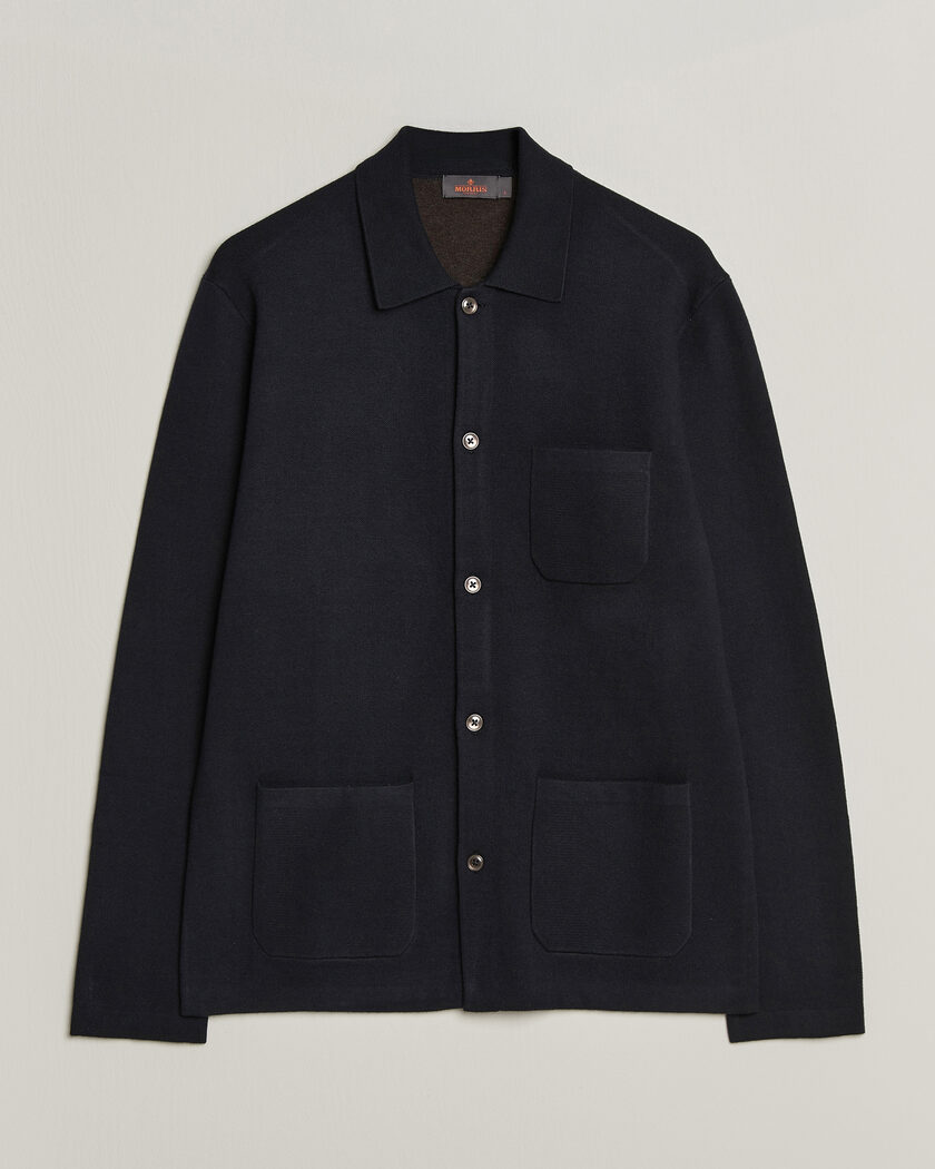 Morris Dudley Knitted Overshirt Navy – Bleu