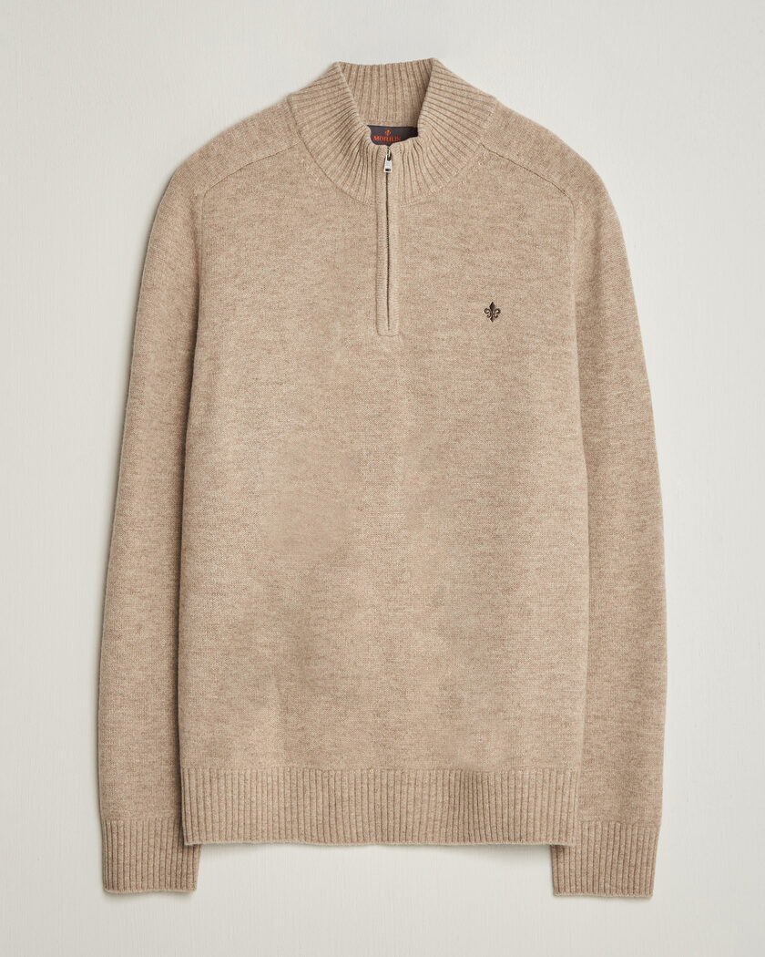 Morris Hertford Lambswool Half Zip Khaki – Beige