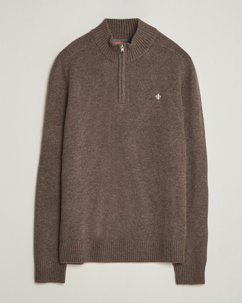 Morris Hertford Lambswool Half Zip Brown – Marron