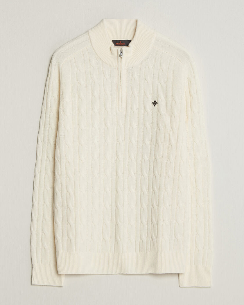 Morris Hertford Cable Half Zip Off White – Blanc