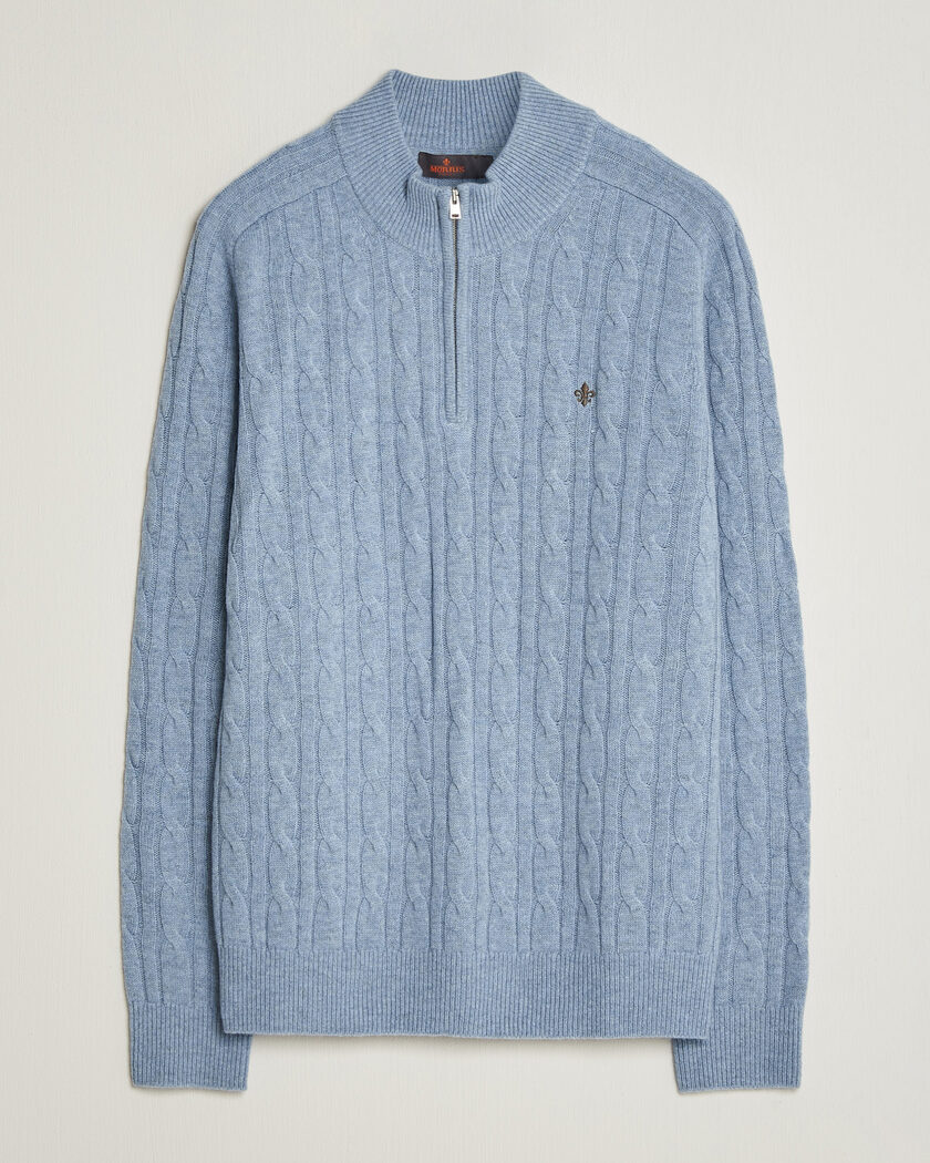 Morris Hertford Cable Half Zip Blue – Bleu