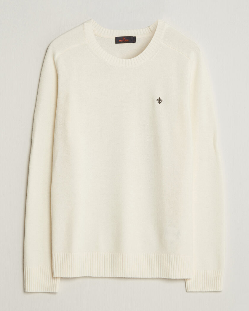 Morris Hertford Lambswool Crew Neck Off White – Blanc