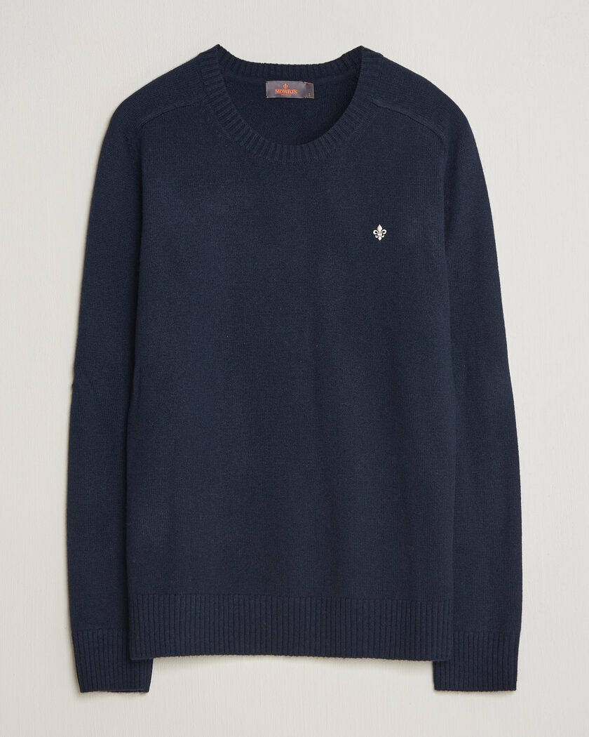  Morris Hertford Lambswool Crew Neck Navy – Bleu