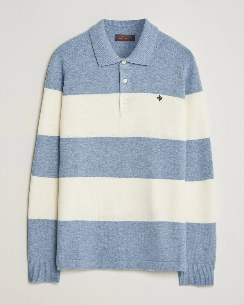 Morris Hertford Knitted Polo Blue – Bleu
