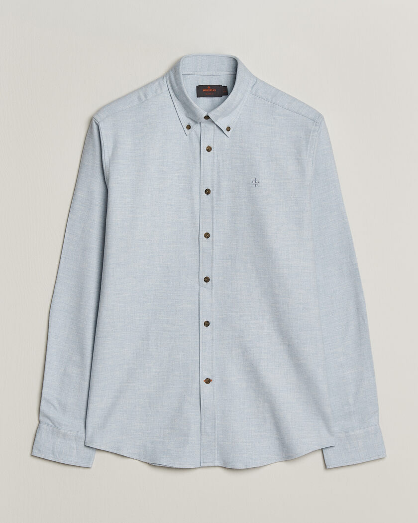 Morris Flannel Herringbone Shirt Light Blue – Bleu