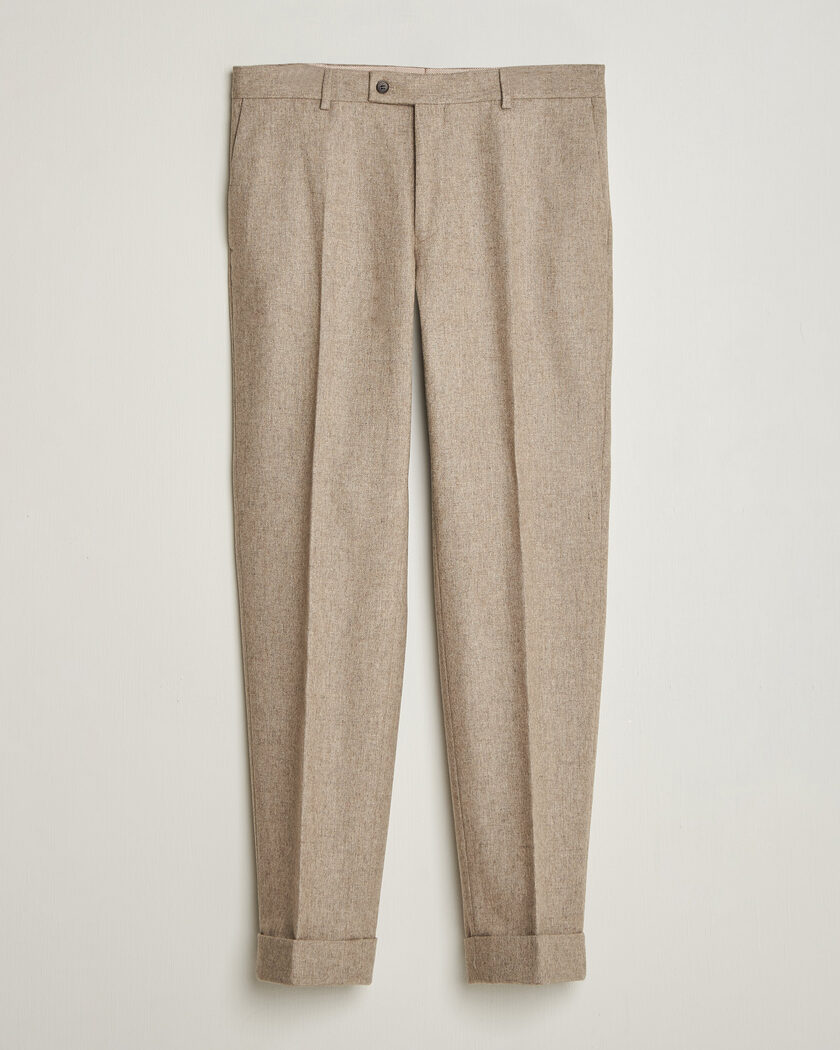Morris Flannel Suit Trousers Khaki – Beige