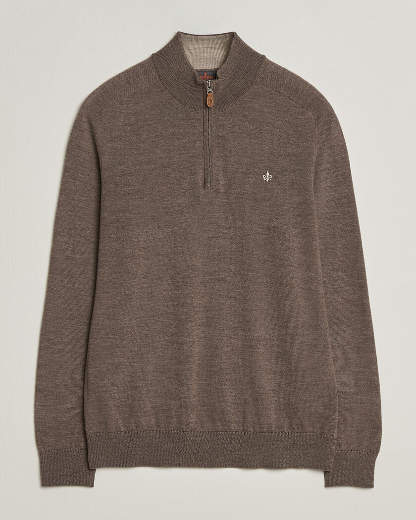 Morris John Merino Half Zip Brown – Marron