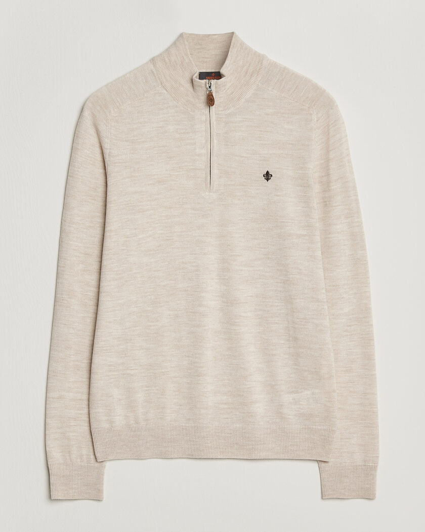Morris John Merino Half Zip Off White – Blanc