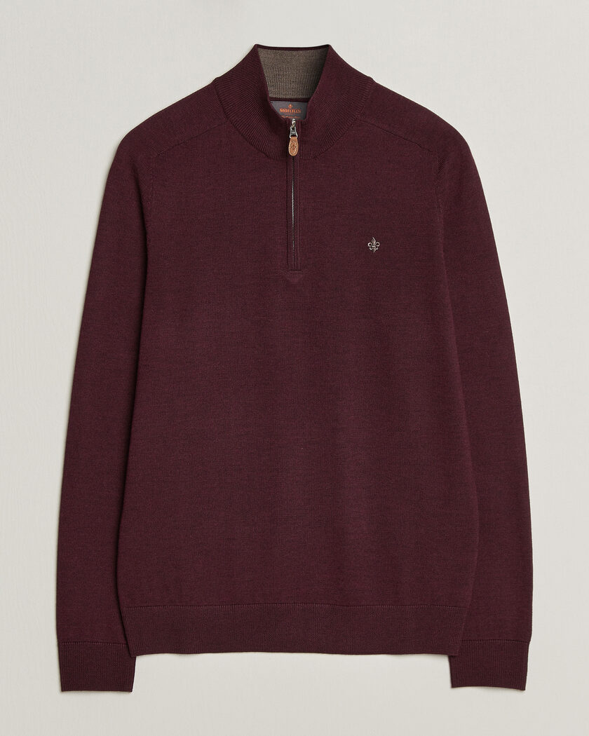 Morris John Merino Half Zip Wine Red – Rouge