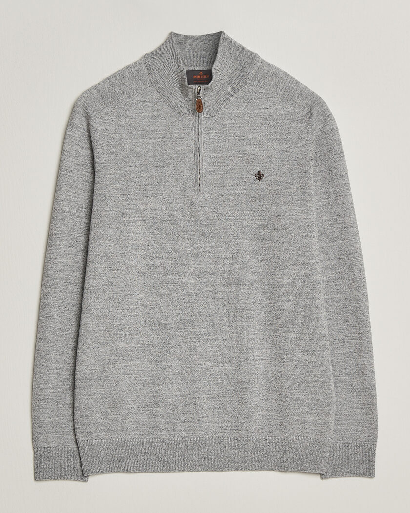 Morris John Merino Half Zip Mid Grey – Gris