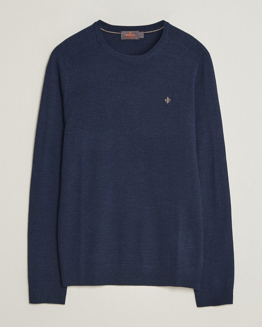 Morris Merino O-Neck Navy – Bleu